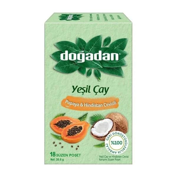 Doğadan Green Tea Papaya &amp; Coconut 18 pcs