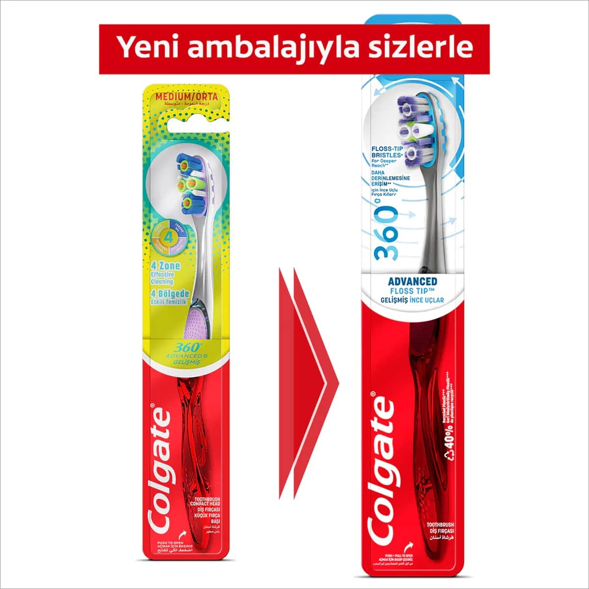 Colgate 360 Advanced Medium Zahnbürste 4er-Pack
