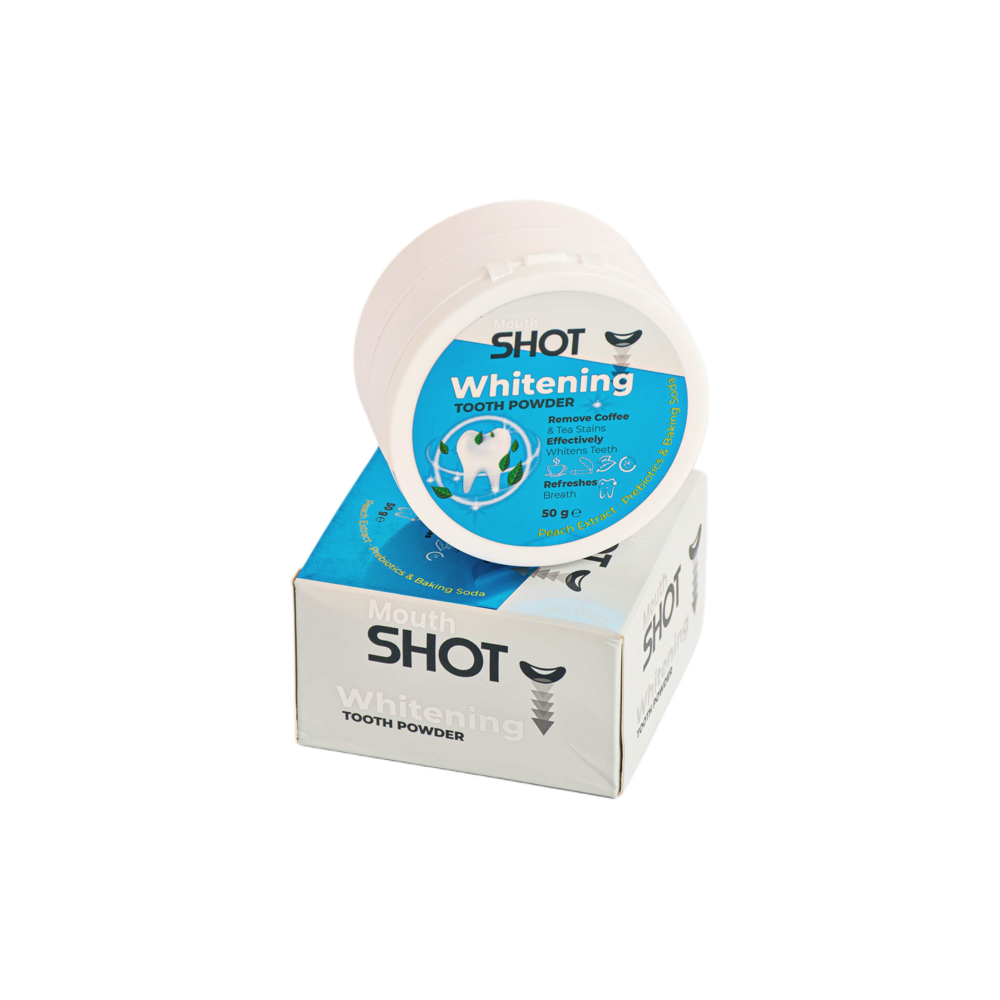 Zahnpuder zur Aufhellung mit Pfirsichextrakt von Mouth Shot – 50 g