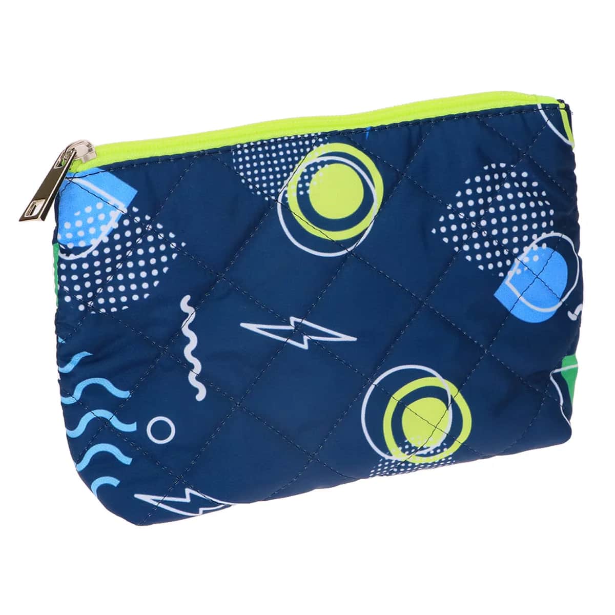 Miine Navy Blue Gequiltete Dreieckige Make-up Tasche für Frauen