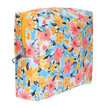 Miine Große Blaue Blumen-Make-up-Tasche
