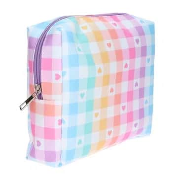 Große karierte Herz-Make-up-Tasche von Miine | Stilvoll &amp; Funktional