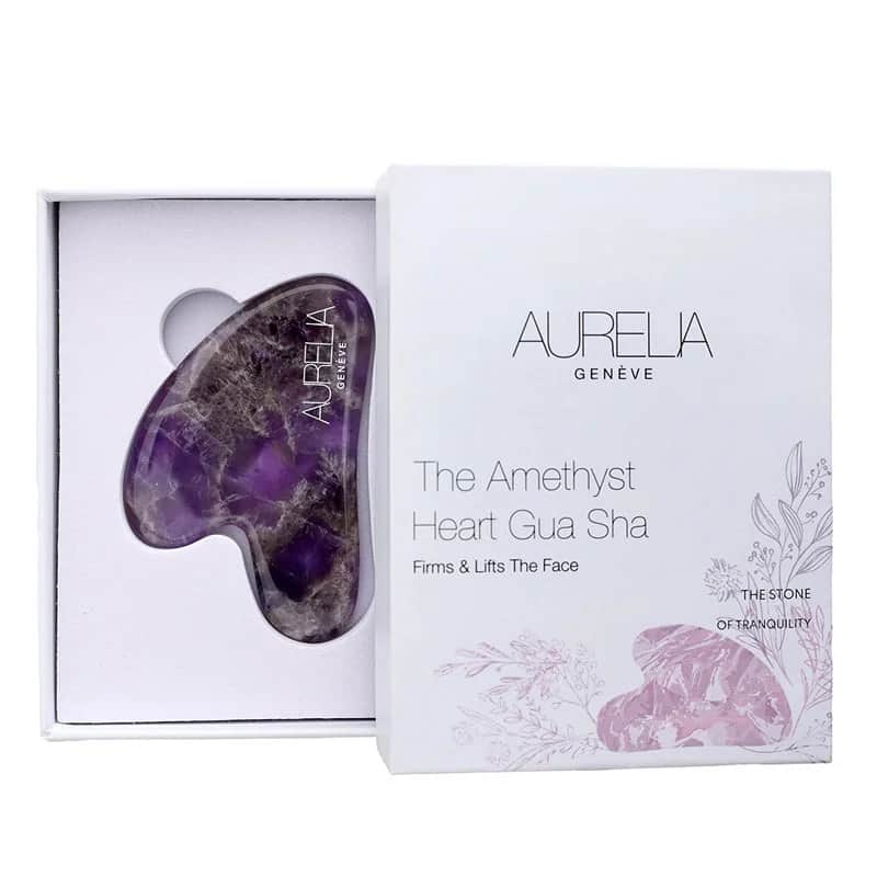 Aurelia Geneve Amethyst Herz Gua Sha Stein für Hautpflege