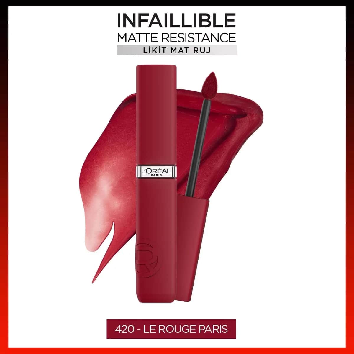 L'Oréal Paris Infaillible Matte Lippenstift 420 - Langanhaltendes Rot