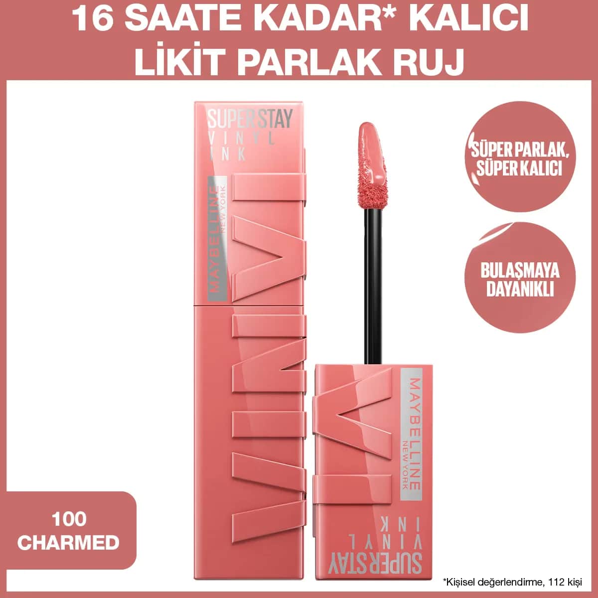 Maybelline Super Stay Vinyl Ink Lippenstift - 100 Charmed Gloss