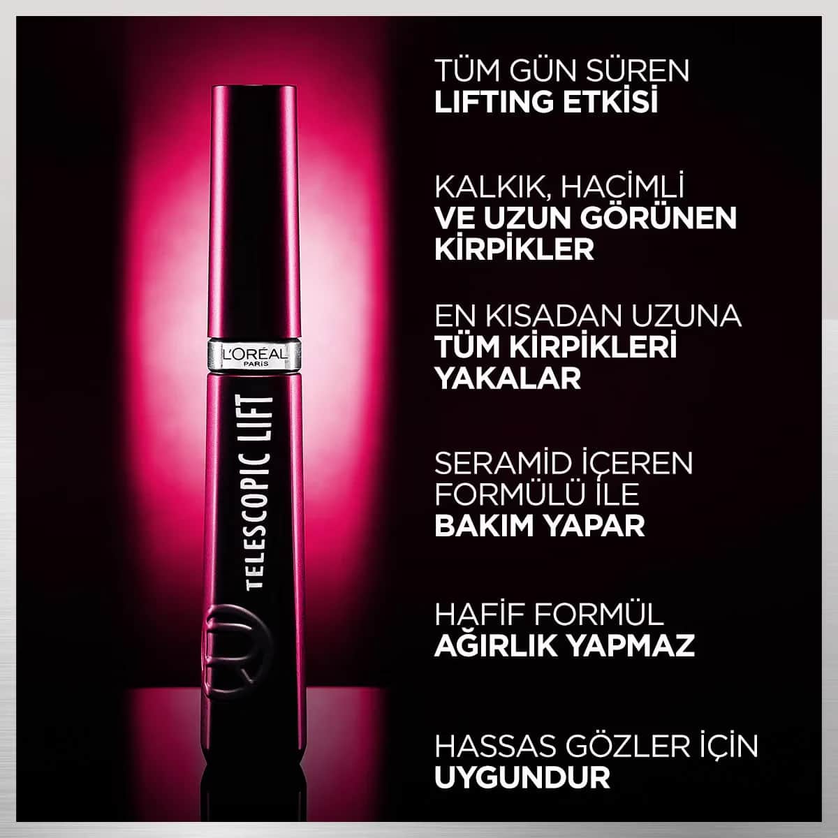 L'Oréal Paris Telescopic Lift Schwarze Mascara 9,9ml - Verlängerung &amp; Volumen