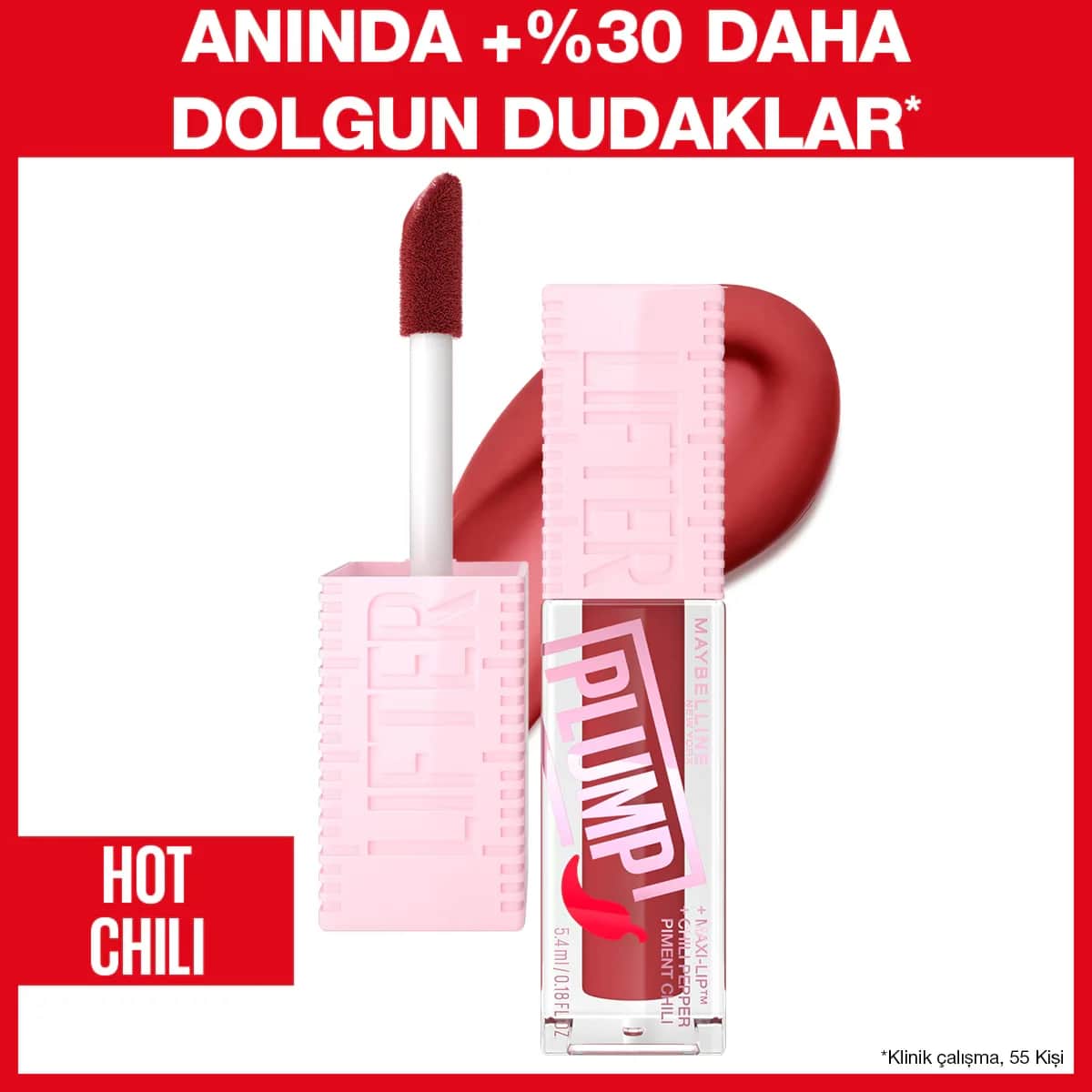 Maybelline Lifter Plump Lip Gloss 006 Hot Chili - 5.4ml