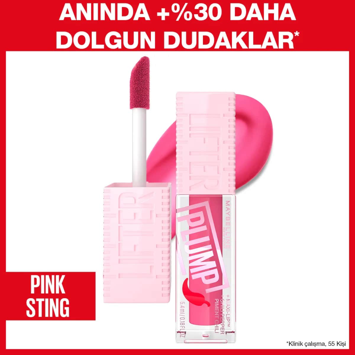 Maybelline Lifter Plump Lip Gloss 003 Pink Sting - 5.4ml