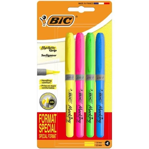 BIC Brite Liner Grip Textmarker 4er-Pack