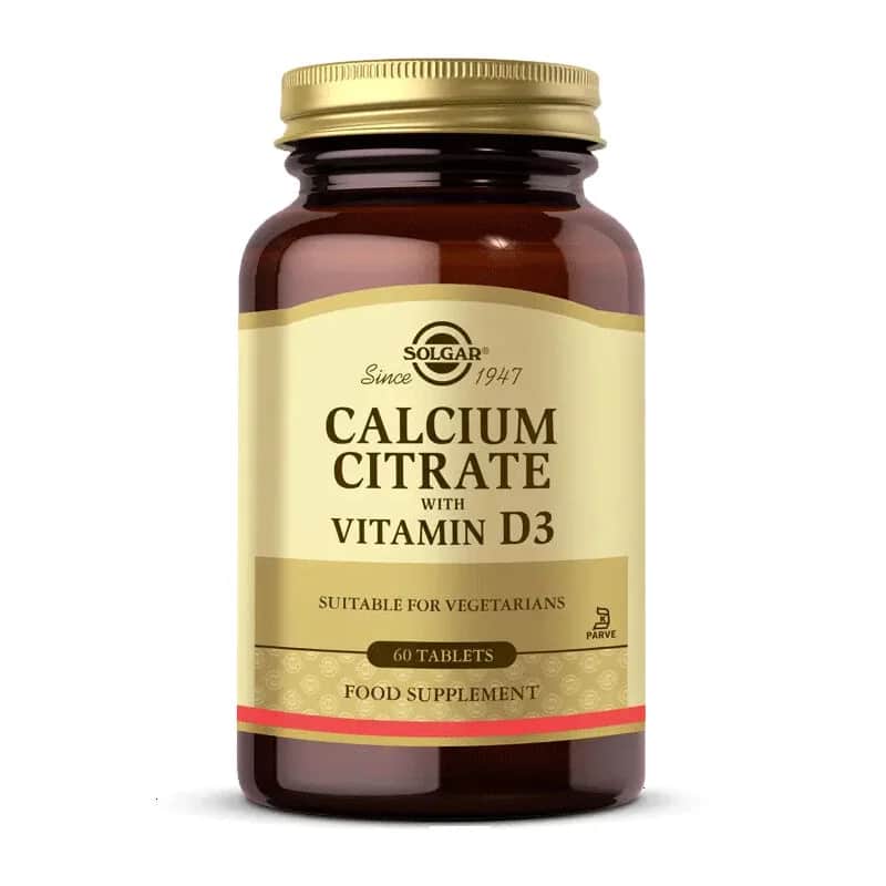 Solgar Calciumcitrat- und Vitamin D3-Tabletten für die Knochengesundheit