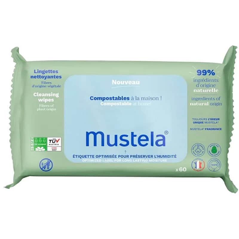 Mustela Kompostierbare Biologisch Abbaubare Feuchttücher - 60 Stück