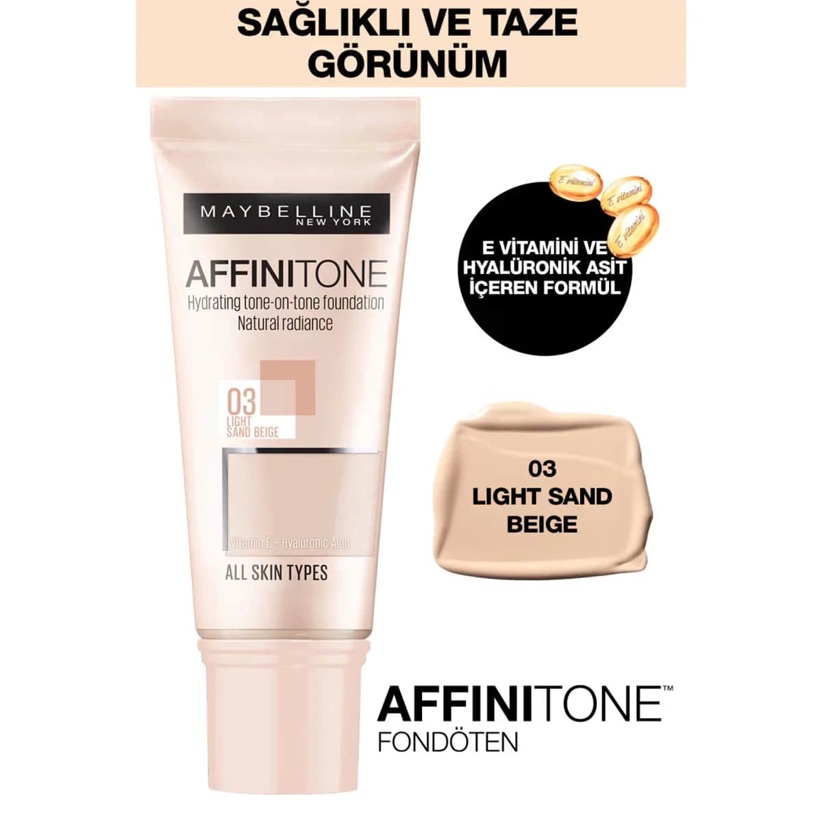 Maybelline Affinitone Foundation 03 Light Sand Beige 30ml