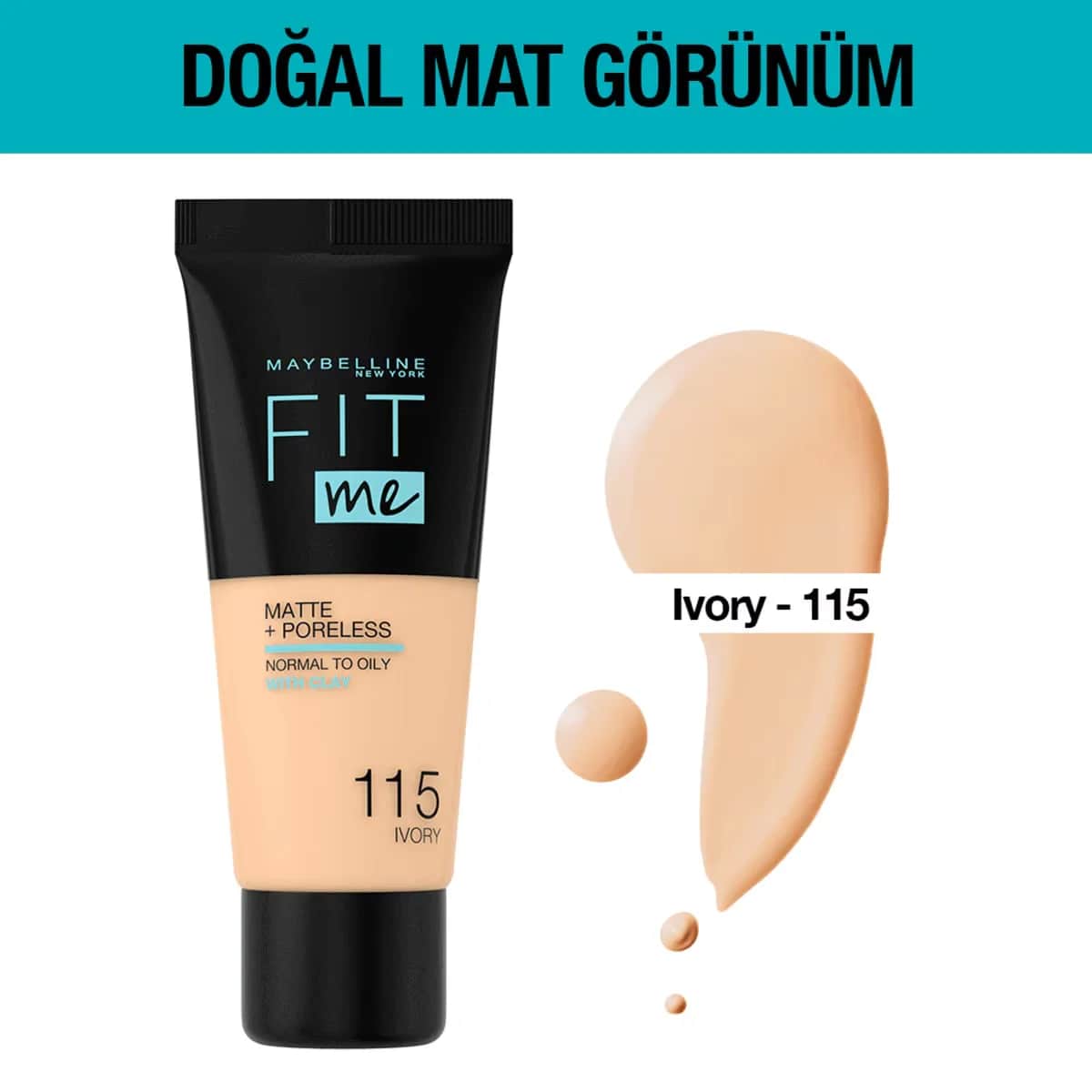 Maybelline Fit Me Matte+Poreless Foundation - Ivory 115, 30ml