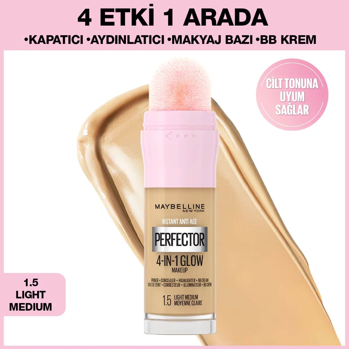 Maybelline Perfector Glow 4-in-1 Foundation 1.5 Light Medium