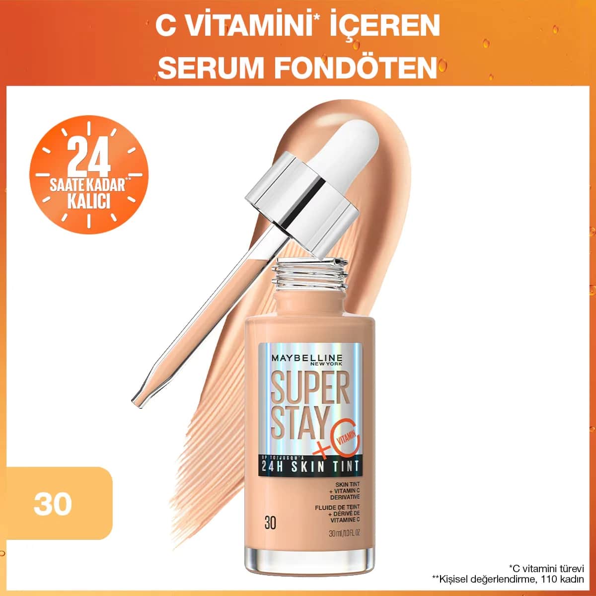 Maybelline Super Stay 24H Skin Tint Foundation - 30ml, Farbton 30