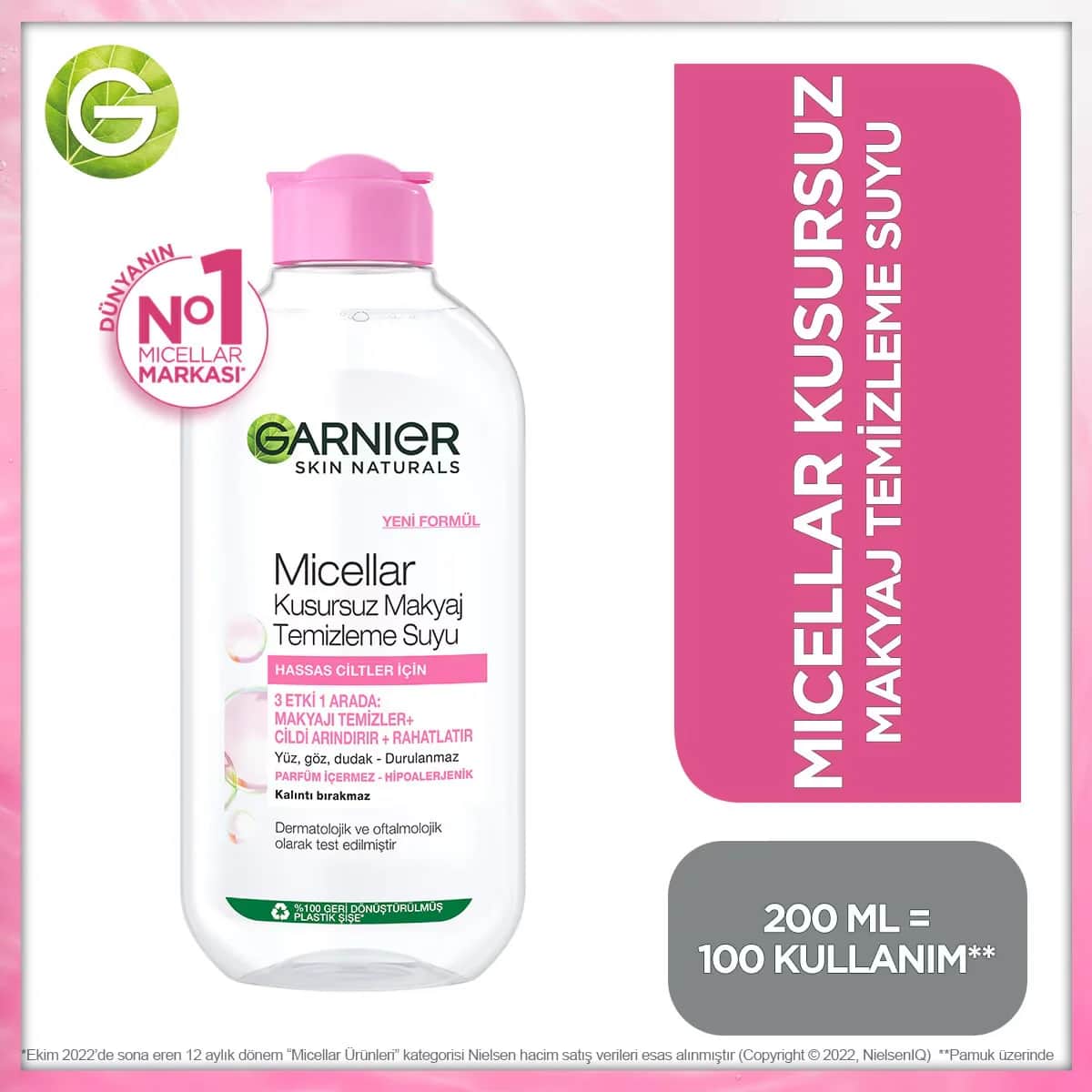 Garnier Mizellenwasser 200ml - Sanfter Make-up Entferner &amp; Reiniger