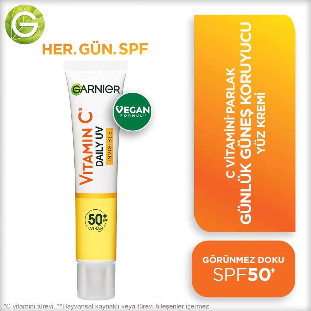 Garnier Vitamin C Tages-UV Unsichtbare Sonnencreme SPF 50 - 40ml