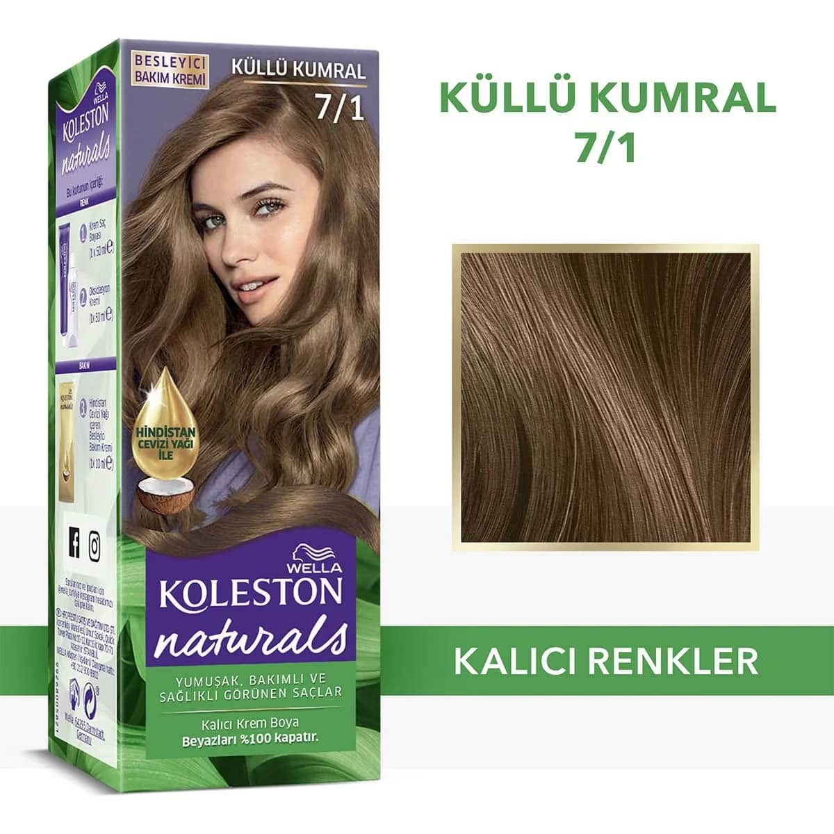 Wella Koleston Naturals 7/1 Aschblond Haarfarbe mit Kokosöl