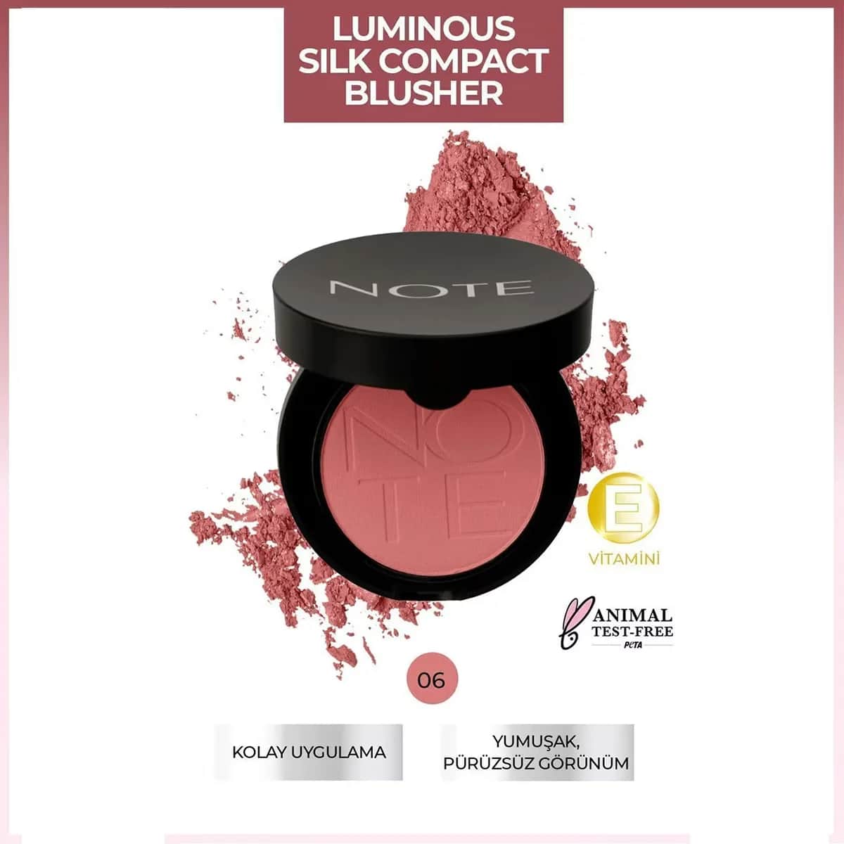 Note Blush Luminous Silk Kompakt - Hydratisierende Matte Farbe