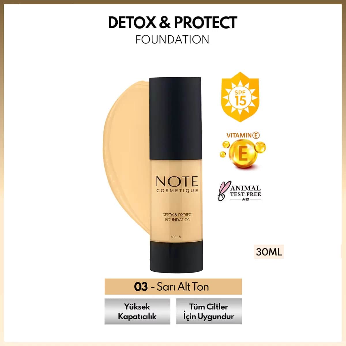 Note Detox &amp; Protect Foundation SPF 15 - Mittelbeige 03