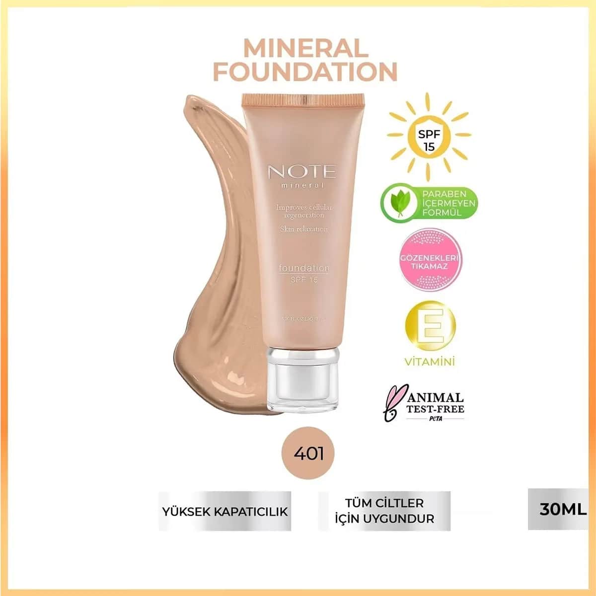 Note Mineral Foundation SPF 15 - Vollabdeckung, natürlicher Finish