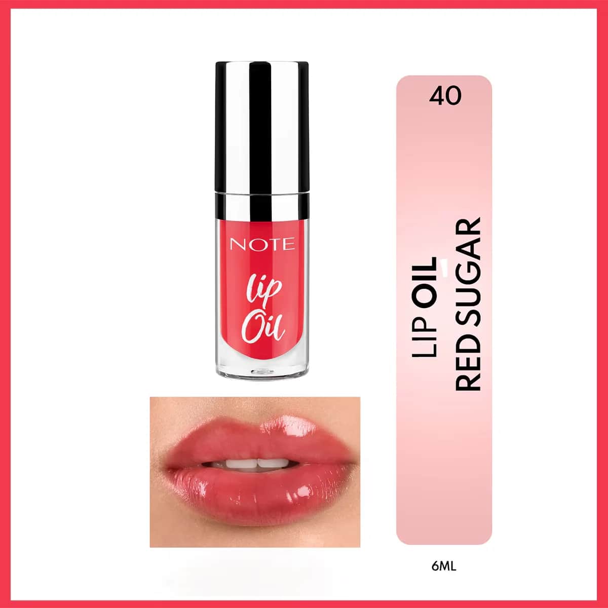 Note Lippenöl 40 Zuckerrot - Feuchtigkeitsspendender Glanz &amp; Pflege