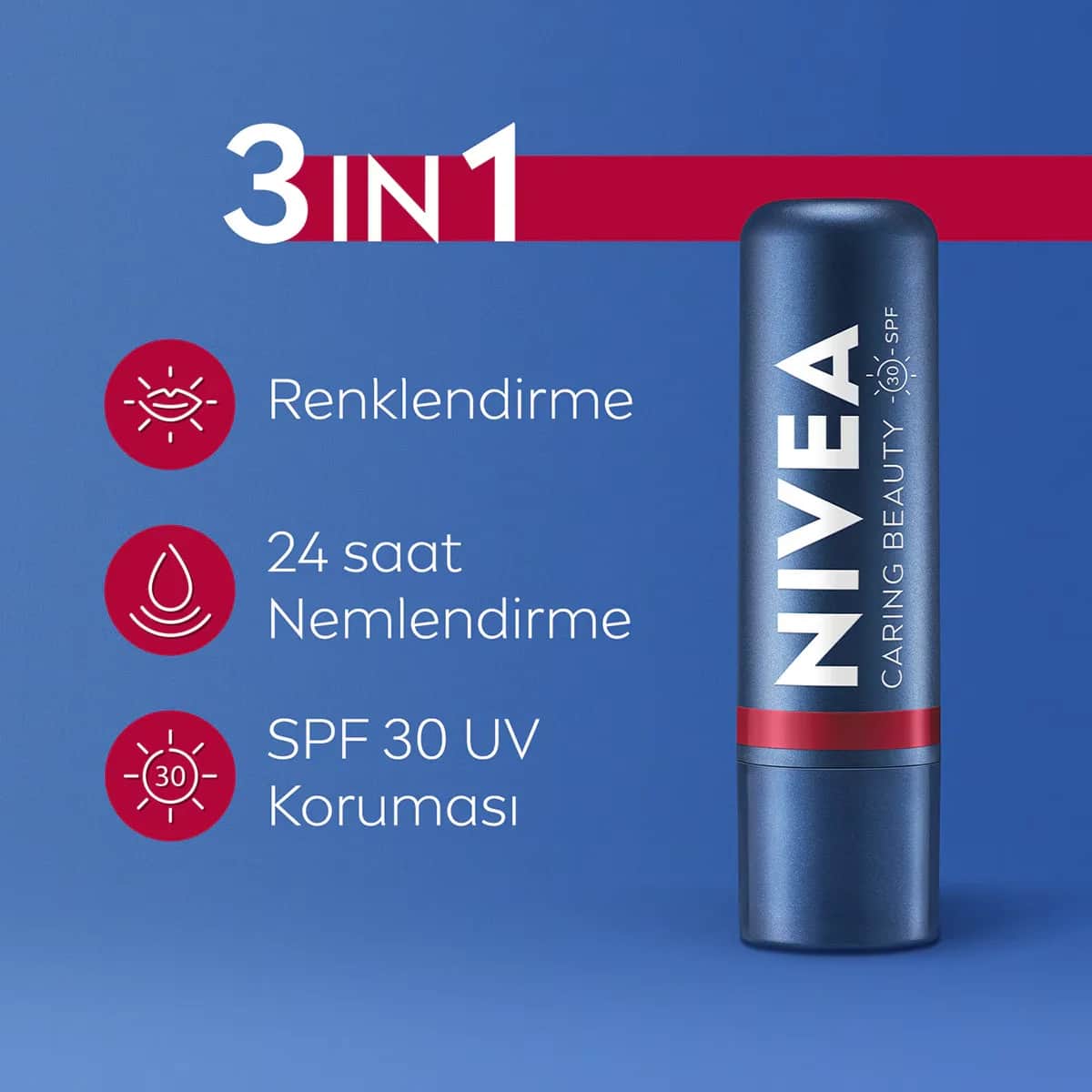 Nivea Pflegender Schönheit Roter Lippen- und Wangenbalsam SPF30 - 4,8g