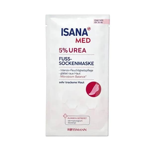 Isana Med Fußmaske mit 5% Urea für trockene Haut - Vegan, 1 Stück