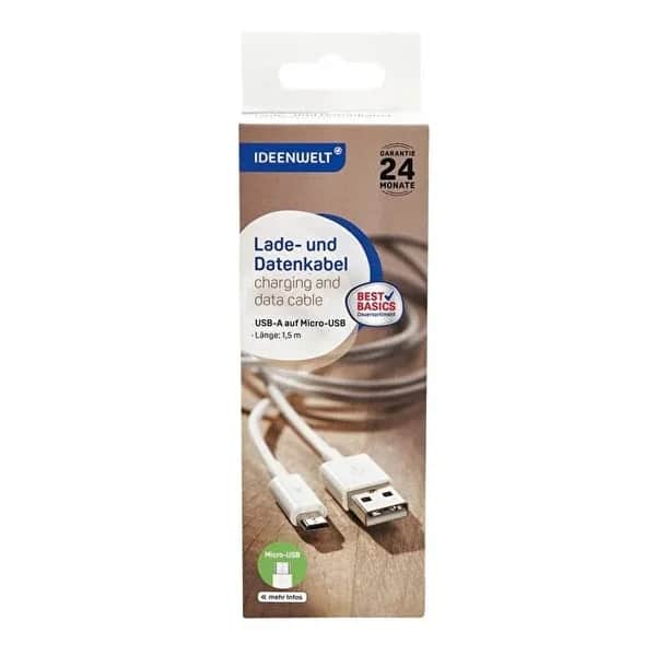 Ideenwelt 1,5M USB-Micro Datenübertragungs- und Ladekabel
