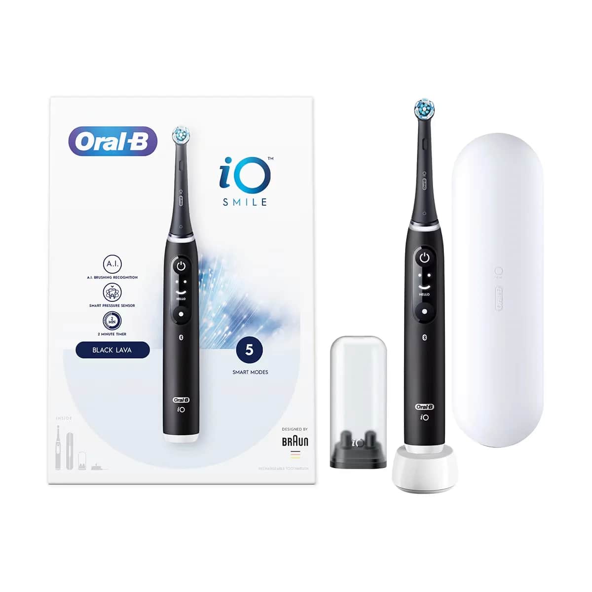 Oral-B iO6 Schwarze Elektrische Zahnbürste mit KI und 5 Modi
