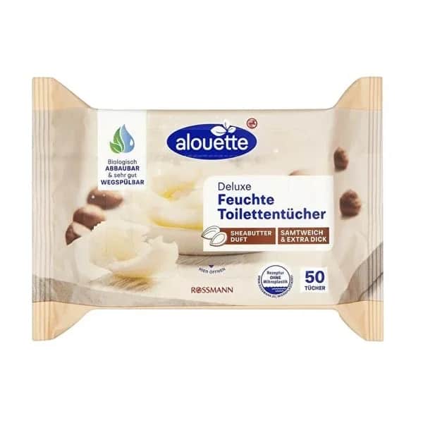 Alouette Biologisch abbaubare Feuchttücher mit Aloe &amp; Allantoin - 50 Stück