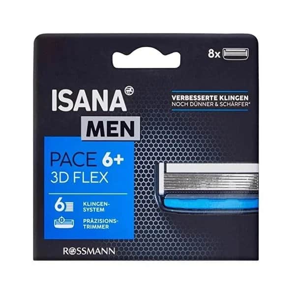 Isana Men 6-Klingen Rasierköpfe - Sanfte Rasur & Komfort 8er-Pack