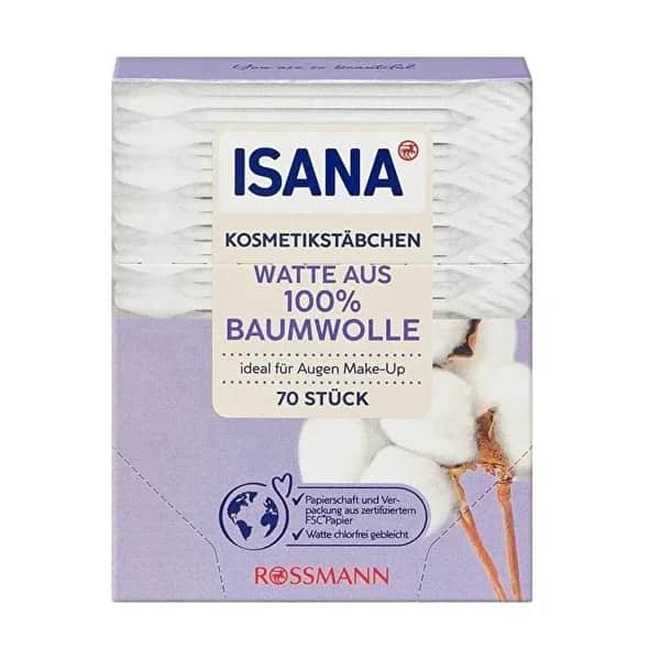 Isana 70 Baumwollreinigungsstäbchen für Make-up-Hygiene und -Pflege