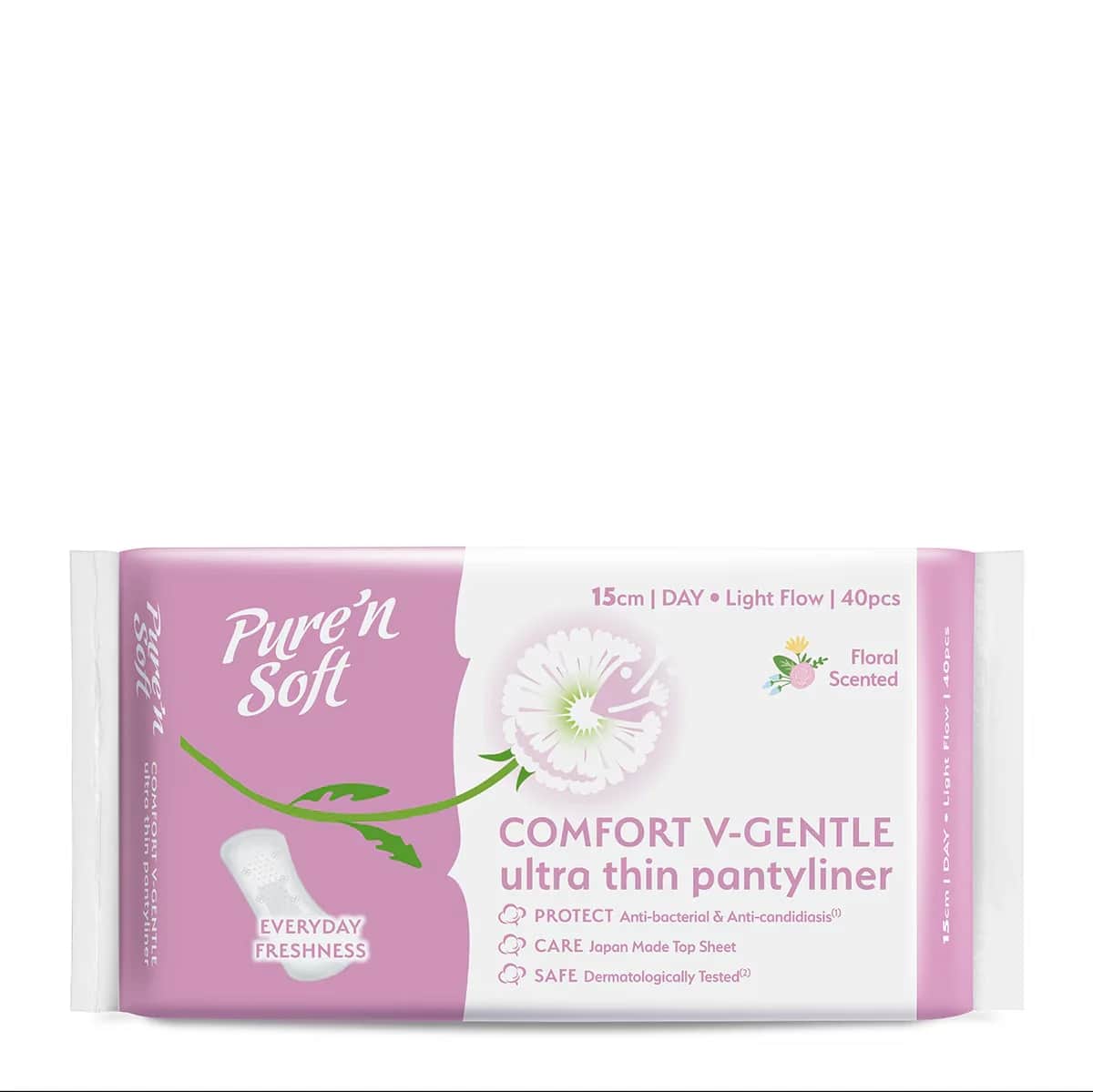 Pure N Soft Ultra Dünne Florale Tagesbinden - 40 Stück