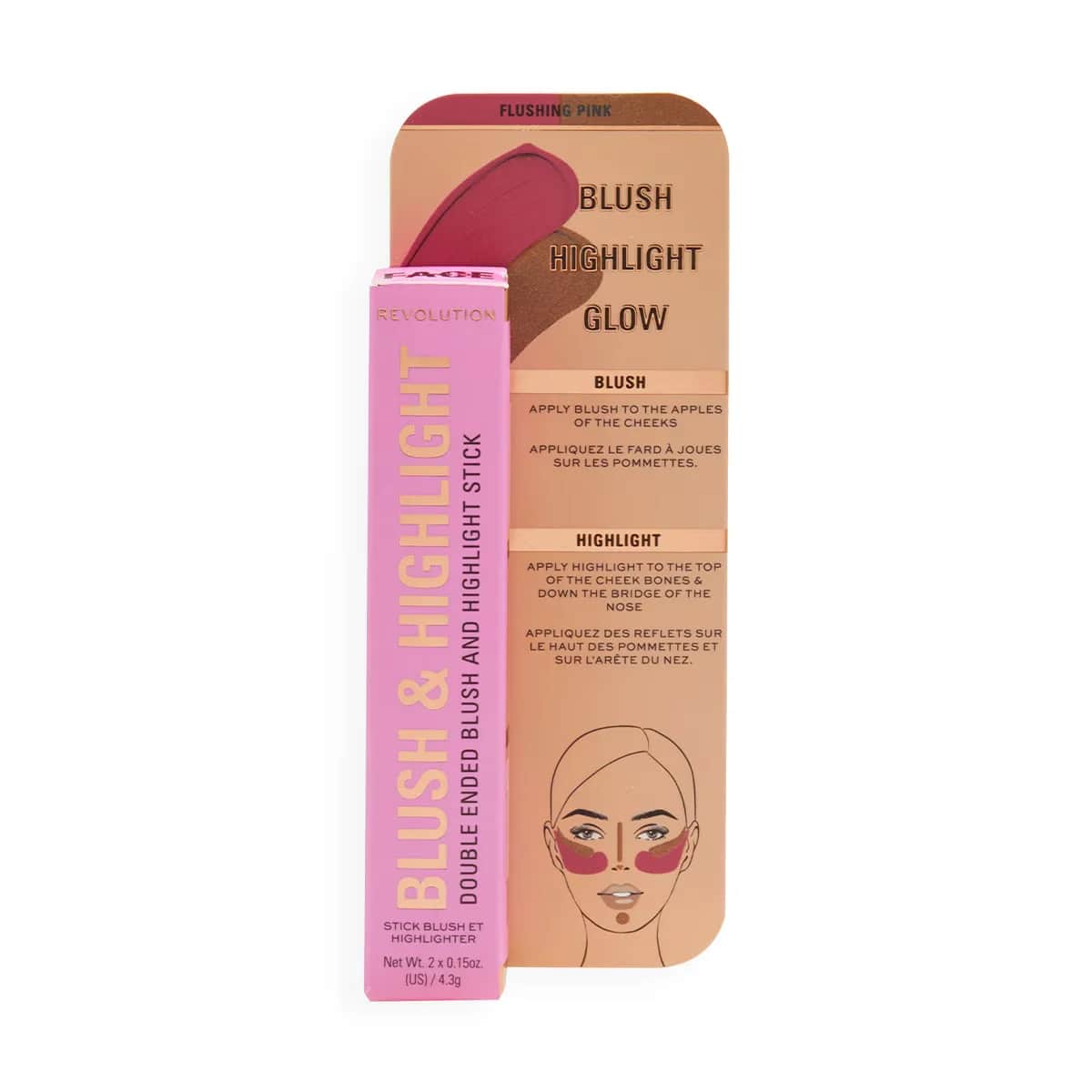 Revolution Blush- und Highlighter-Stick - Flushing Pink Radiance