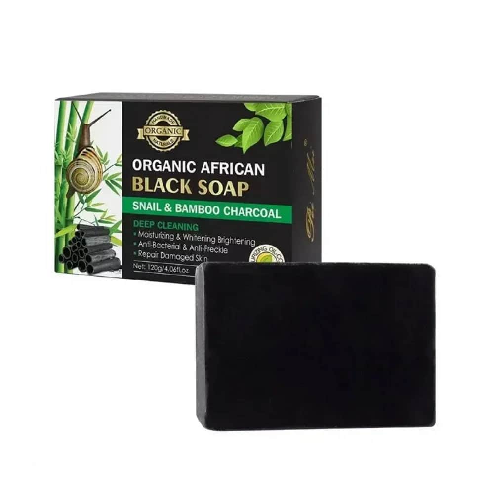 Afrikanische Schwarze Seife mit Aktivkohle und Schnecke 120 Gramm von Buy Me
