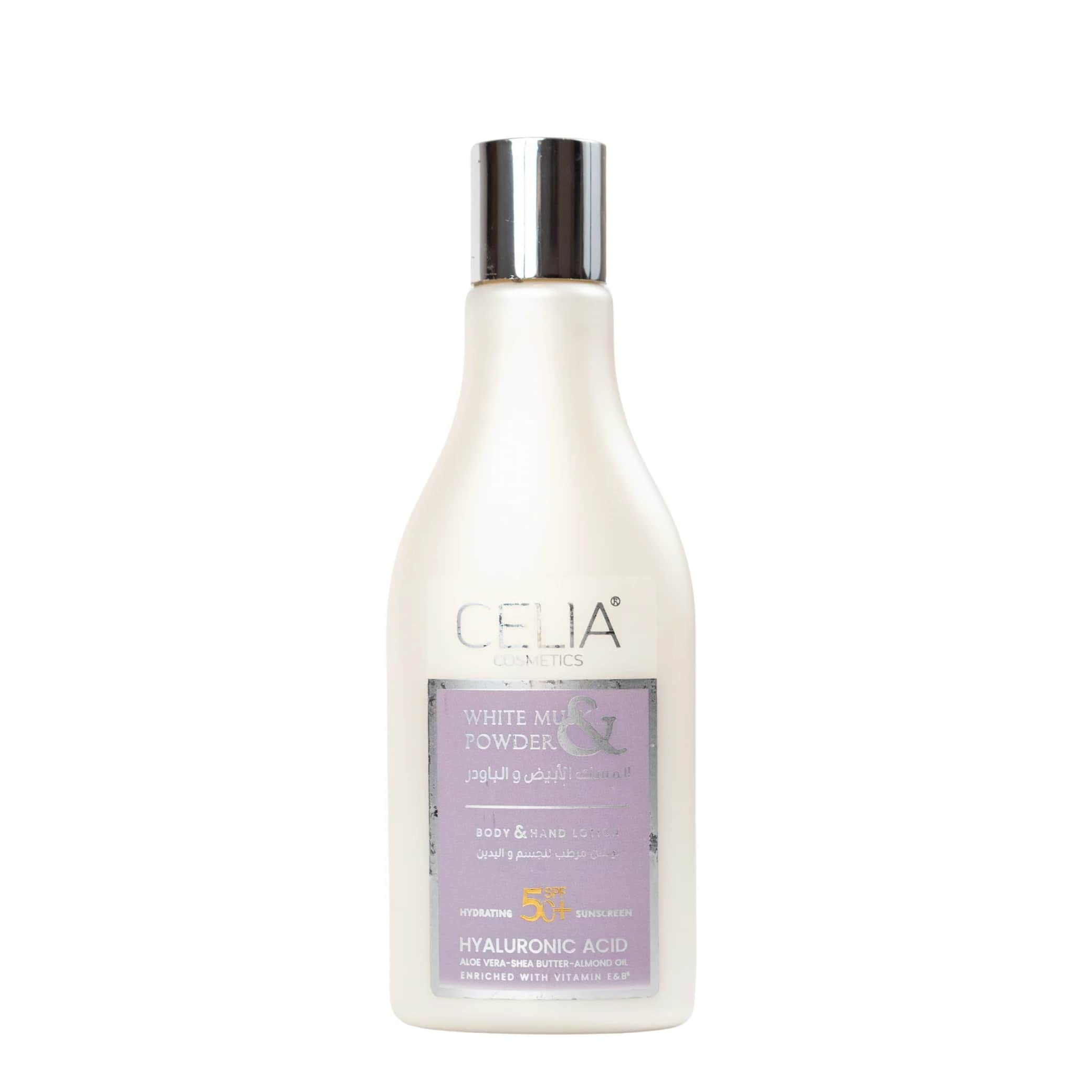 Musk- und Puderlotion mit Lichtschutzfaktor 50 von Celia