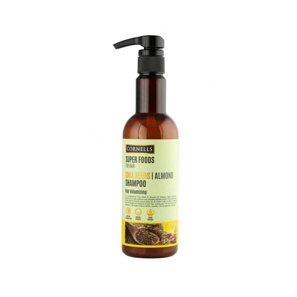 Chia-Samen und Mandelöl Shampoo für dickere Haare 500ml von Corners Superfoods