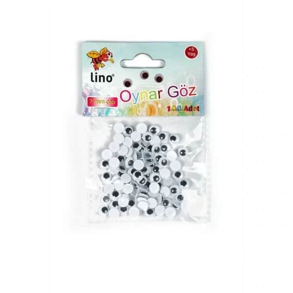 Lino 7mm bewegliches Auge - 100 Stück Schwarz &amp; Weiß Bastelbedarf