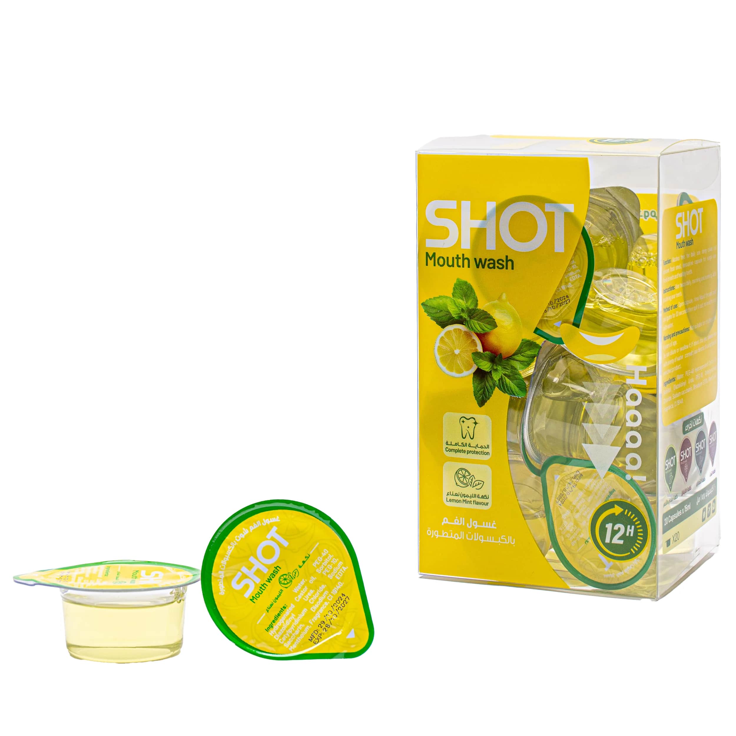Shot Mundspülung Zitrone und Minze 20 Stück