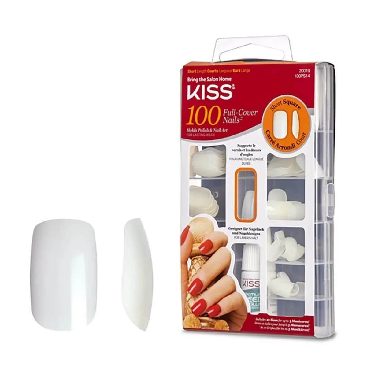 Kiss Farbloses Press-On Nagelset mit Kleber - 100 Stück