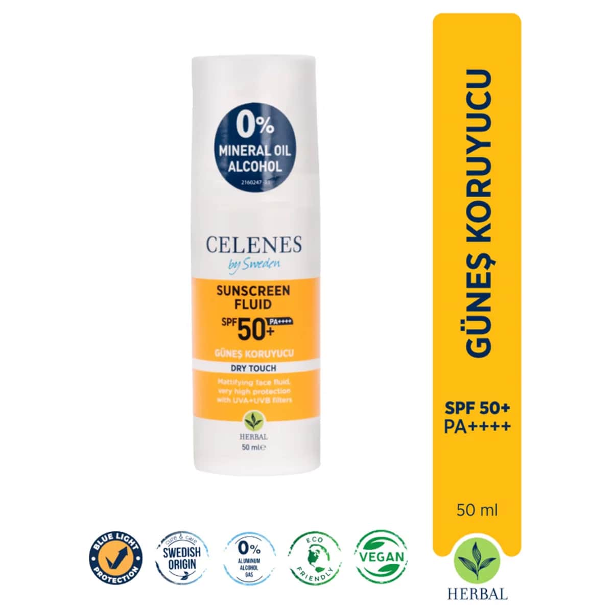 Celenes By Sweden SPF 50+ Trockenes Sonnenfluid 50 ml
