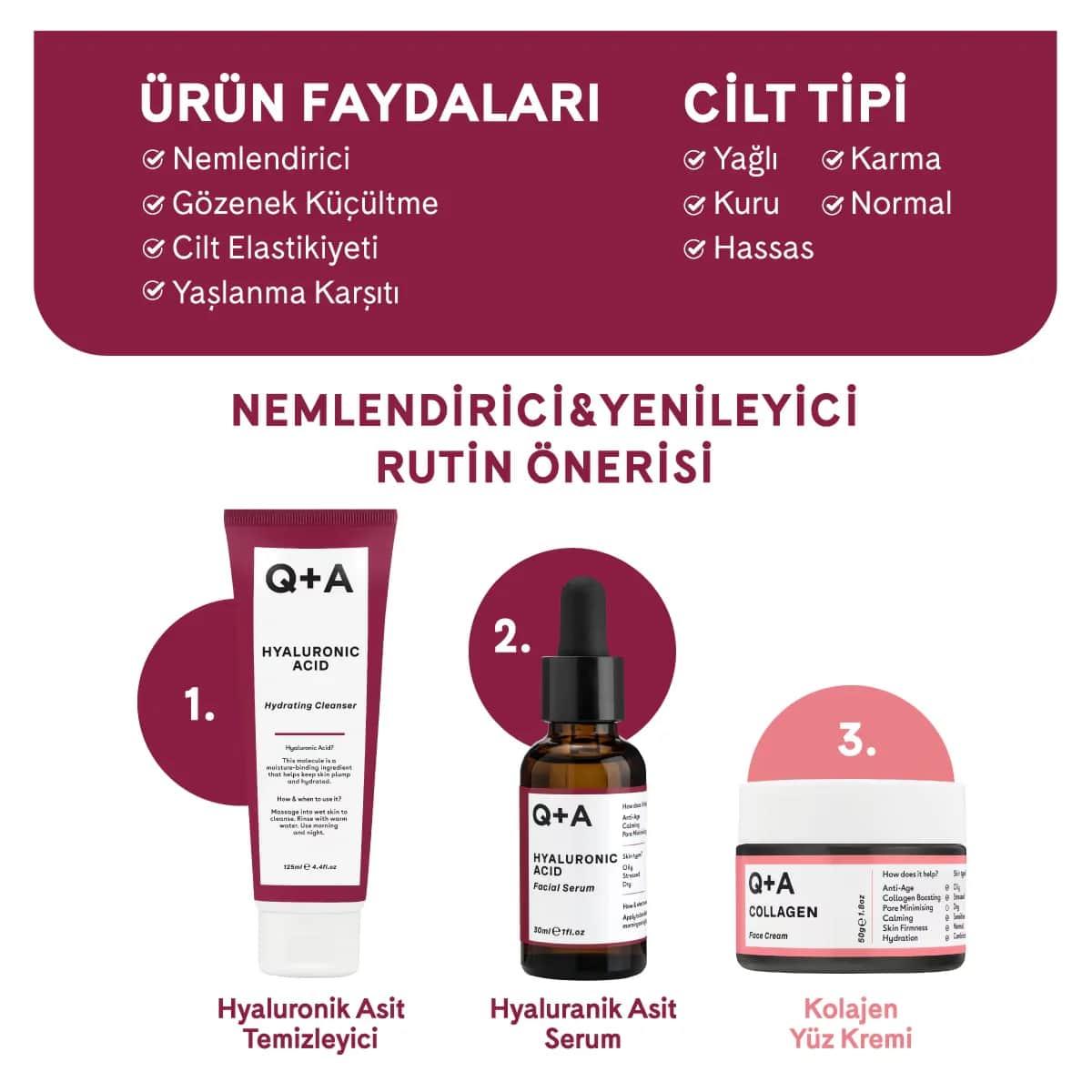 Q+A Hyaluronsäure Serum 30ml - Feuchtigkeitsspendende Anti-Aging-Feuchtigkeitscreme