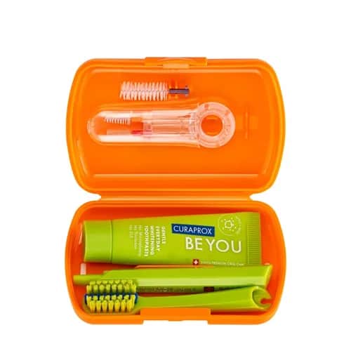 Curaprox Reise Ortho Set - Kompakte kieferorthopädische Pflege, Orange