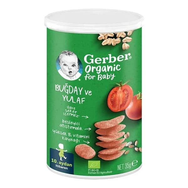 Gerber Bio Weizen &amp; Hafer Tomate Karotte Zwiebel Baby Snack 35g