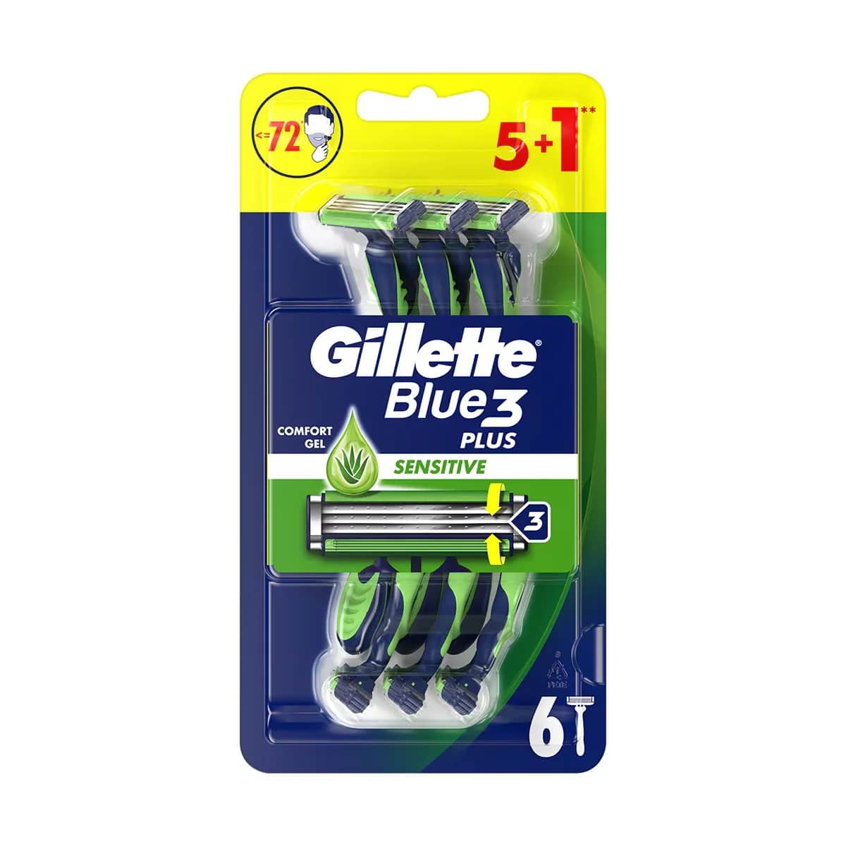 Gillette Blue3 Sensitive Einwegrasierer, 6er-Pack