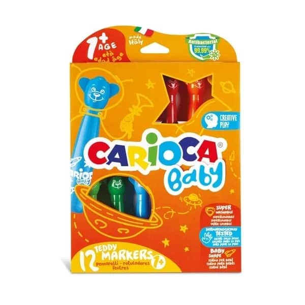 Carioca Teddy Jumbo 12er-Pack waschbare Filzstifte für Kinder