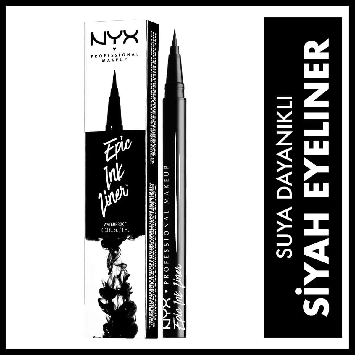 Nyx Epic Ink Liner - Jet Black Wasserfester Pinselspitzen Eyeliner