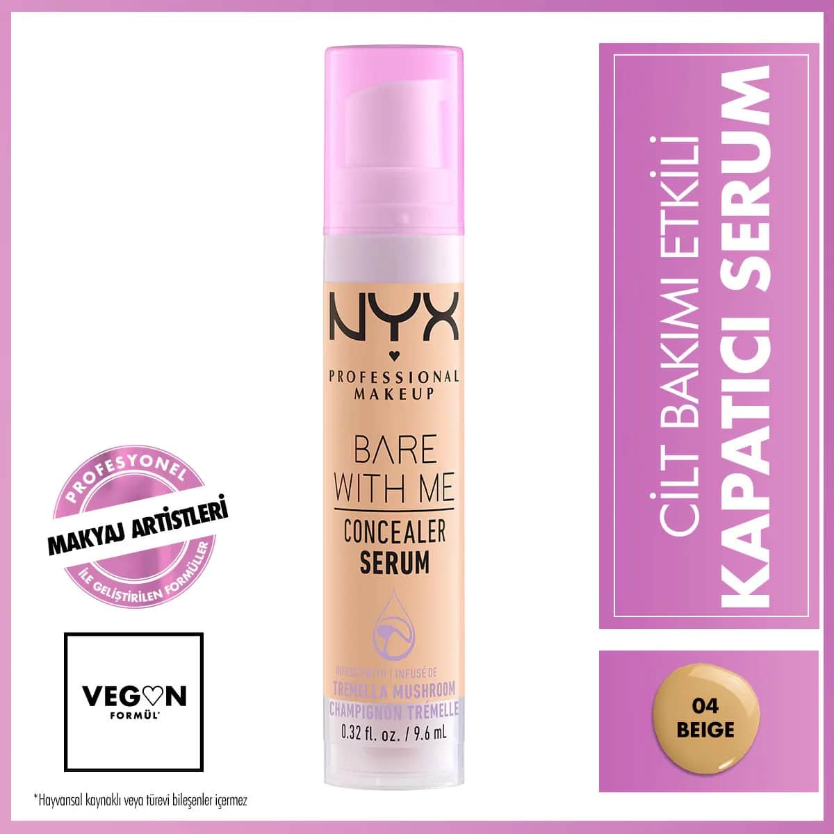 Nyx Bare With Me Hydrating Concealer Serum 04 Beige - Vegan
