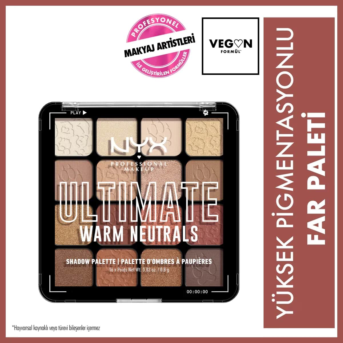 NYX Ultimate Lidschattenpalette: 16 Pigmentierte Vegane Lidschatten
